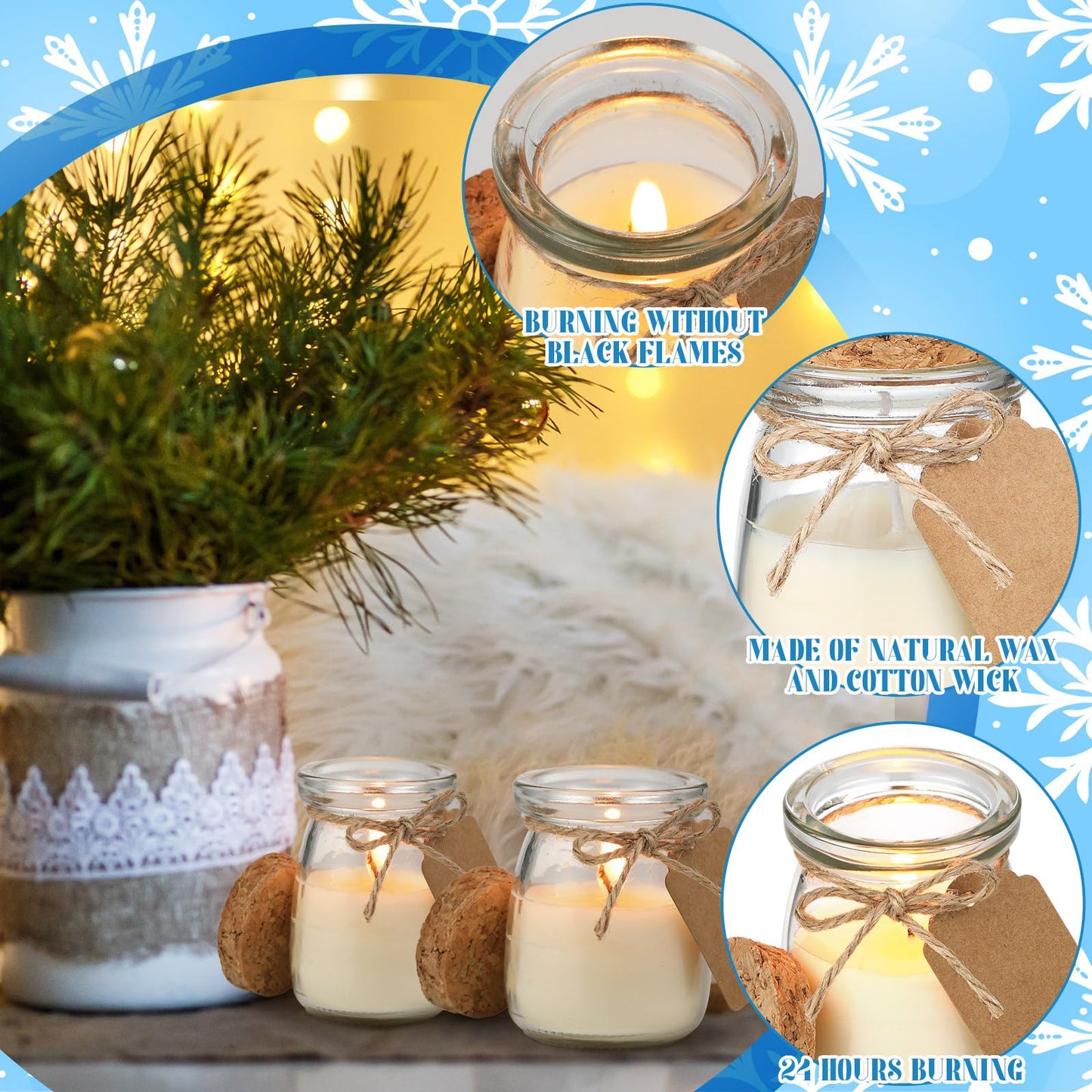 MTLEE 50 Pcs Winter Jar Candles Gift Set โ Soy Wax with DIY Tags