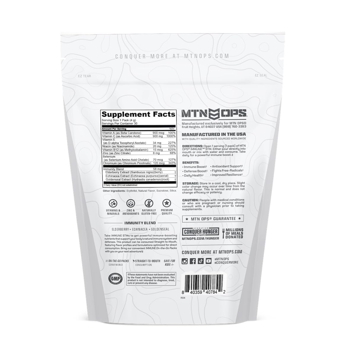 MTN OPS Immune STM Powder Drink Mix โ Vitamin C, Vitamin D, Zinc, Antioxidants | Citrus, 30 Servings