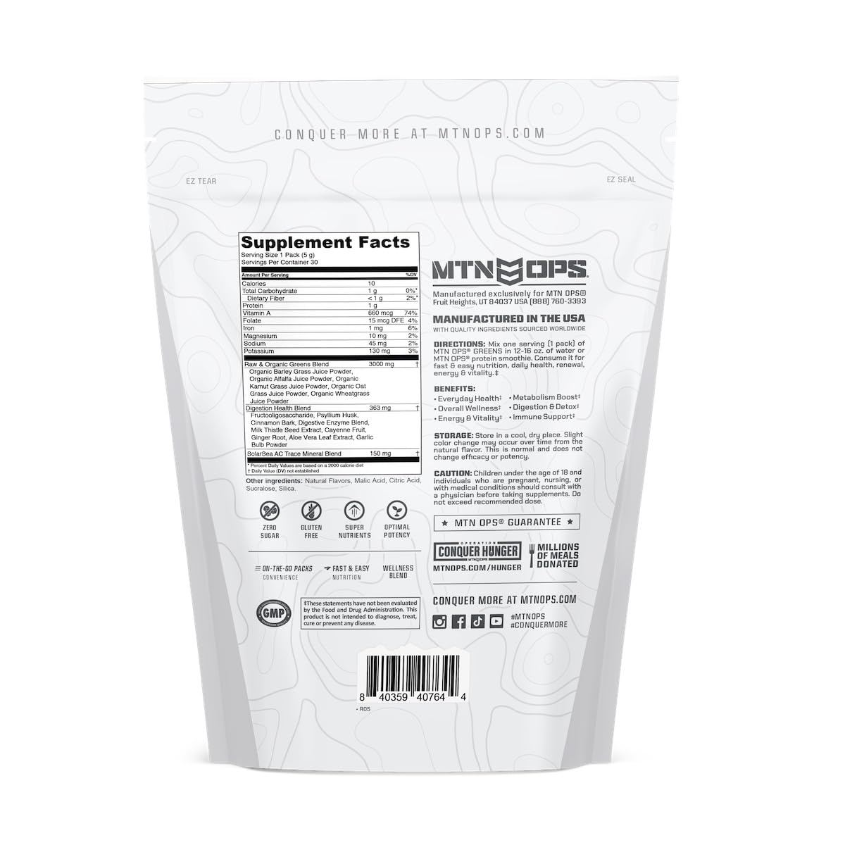 MTN OPS Super Greens โ Immune Health & Energy Powder, 30 On-The-Go Packs