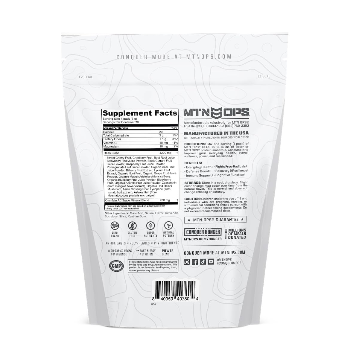 MTN OPS Super Reds Daily Health & Antioxidant Drink Powder โ 30 On-The-Go Packs