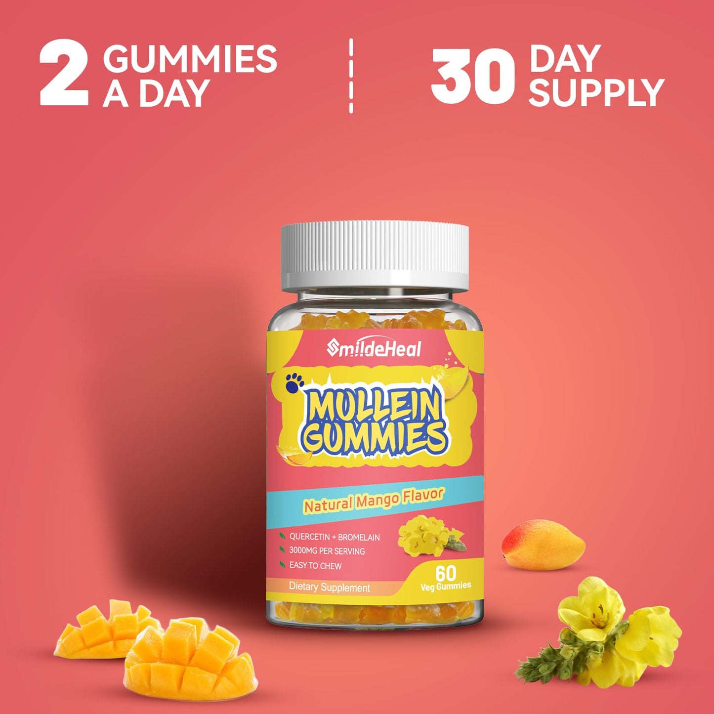 Mullein Gummies 3000MG โ Sugar Free, Vegan, Lung Support (60 Count)