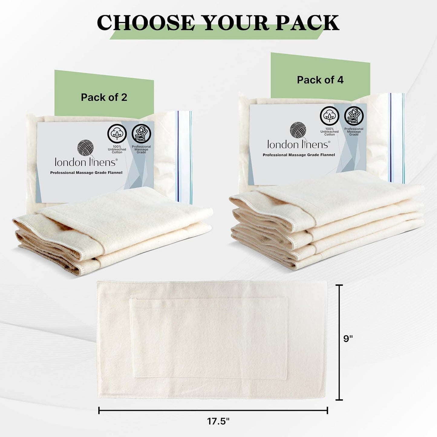 Natural Cotton Flannel Castor Oil Wrap for Liver Detox โ 4-Piece Pack