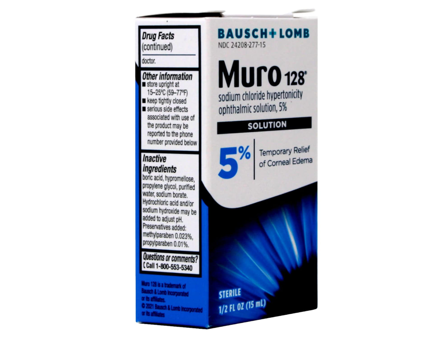 Bausch and Lomb Muro 128 Ophthalmic Solution 5% 15 mL โ Temporary Relief of Corneal Edema (1 Box)