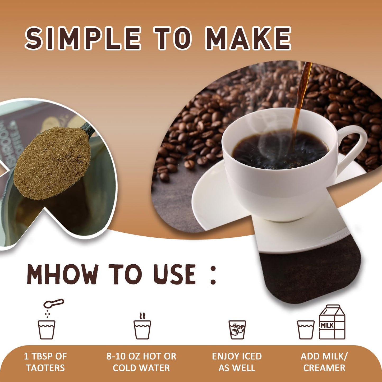 Mushroom Coffee with Cordyceps, Reishi & Lion's Mane โ 45 Servings