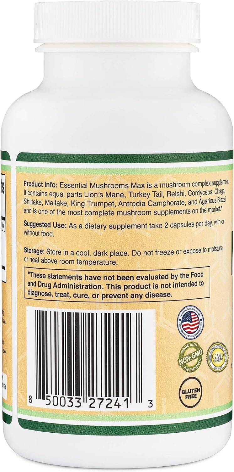 Double Wood Mushroom Complex 1,000mg โ 10 Essential Mushrooms (120 capsules)