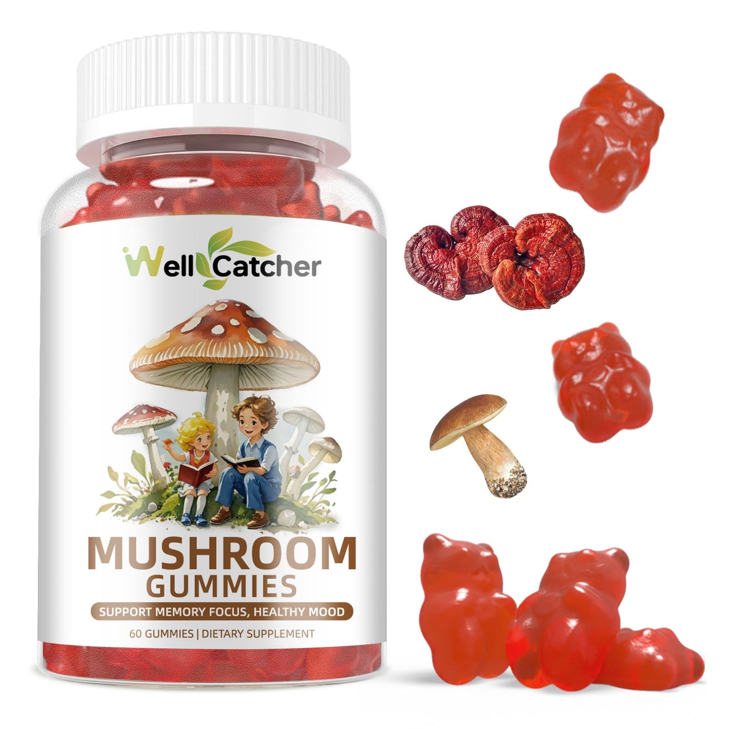 Mushroom Gummies with Ashwagandha โ Lion's Mane & Cordyceps | Vegan 60ct
