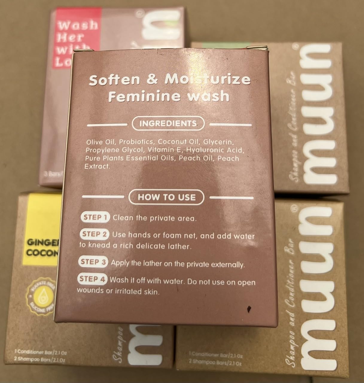Muun Peach Yoni Soap Bar Pack 3 β pH Balance, Probiotics & Natural Ingredients