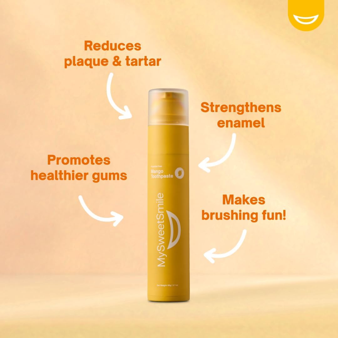 MySweetSmile Mango Toothpaste โ Fluoride-Free Enamel Strengthening | Dentist-Approved & IndyBest Award-Winning 60g