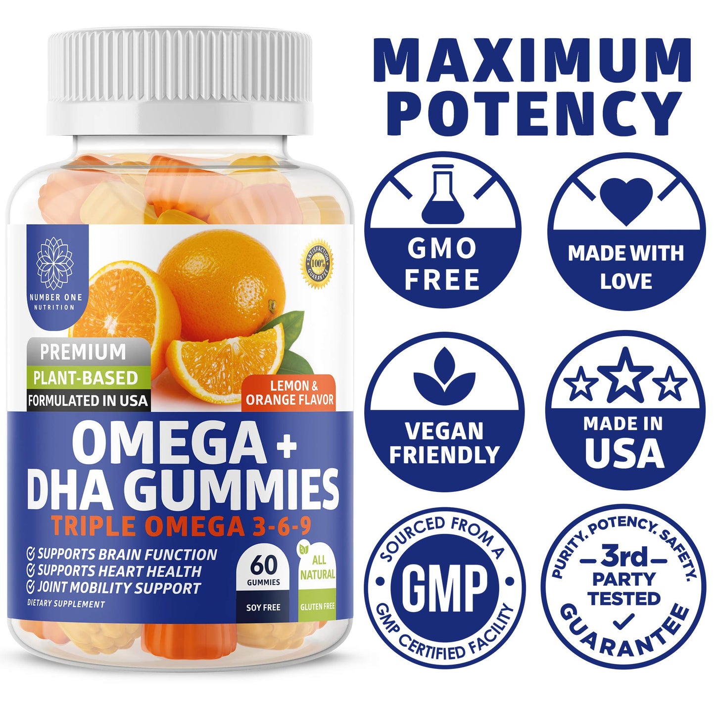 N1N Omega 3-6-9 + DHA Gummies (Vegan) โ Brain & Immunity Support | Pack of 2