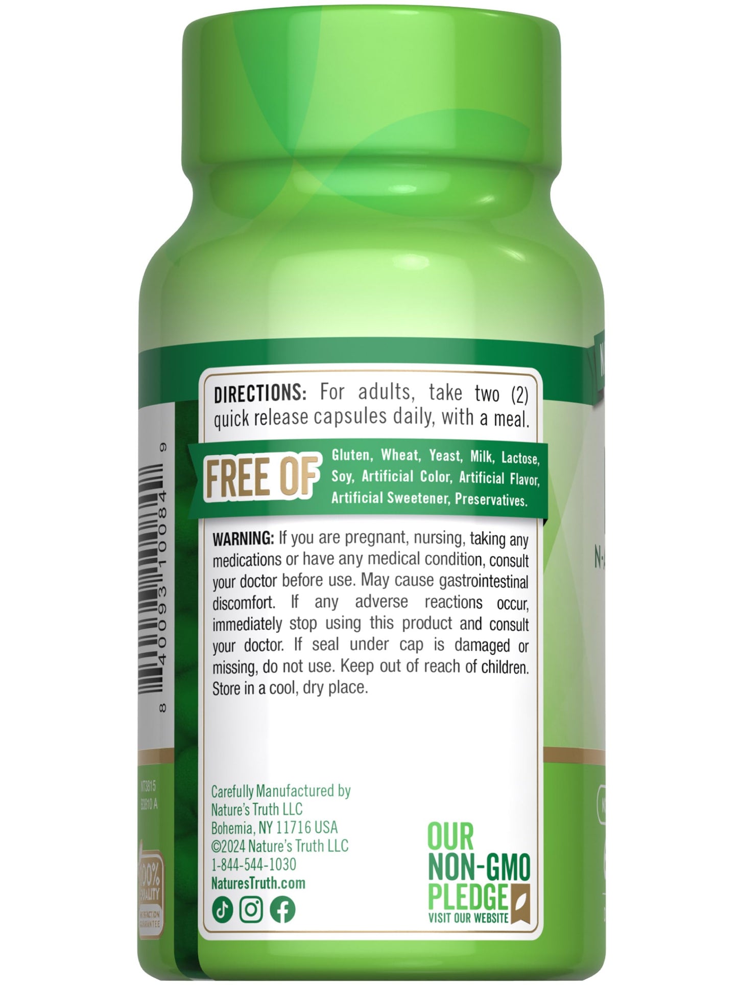 Nature's Truth NAC 1200mg β 60 Capsules | N-Acetyl Cysteine | Non-GMO