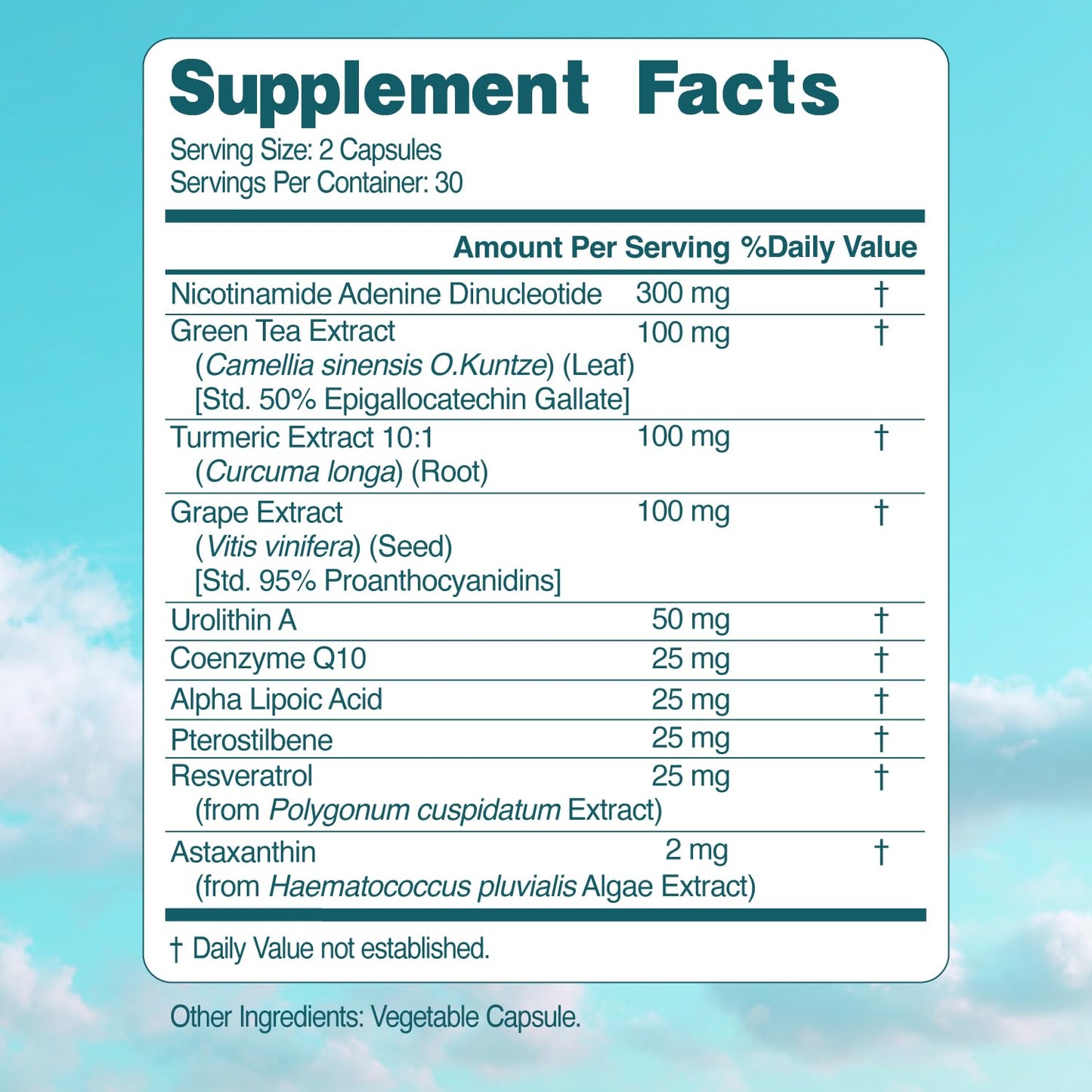 NAD+ Elite Complex โ Direct NAD+ 300 mg (60 Veg Capsules)