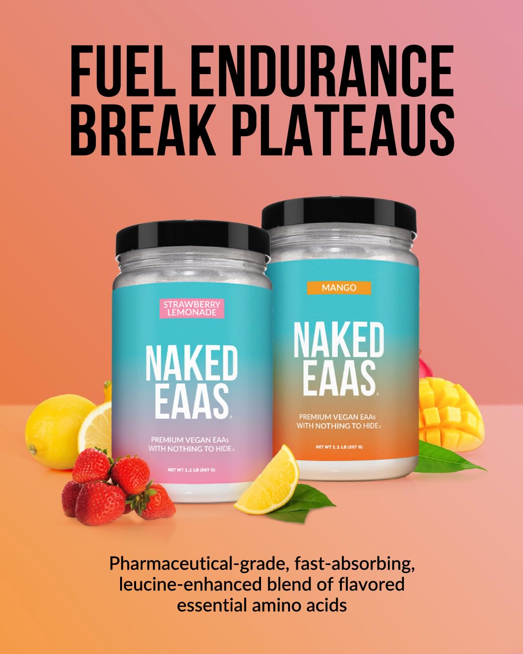 NAKED EAAs Amino Acids Powder β 50 Servings, Vegan, Unflavored, 500 g | Instantized All-Natural Essential Amino Acids