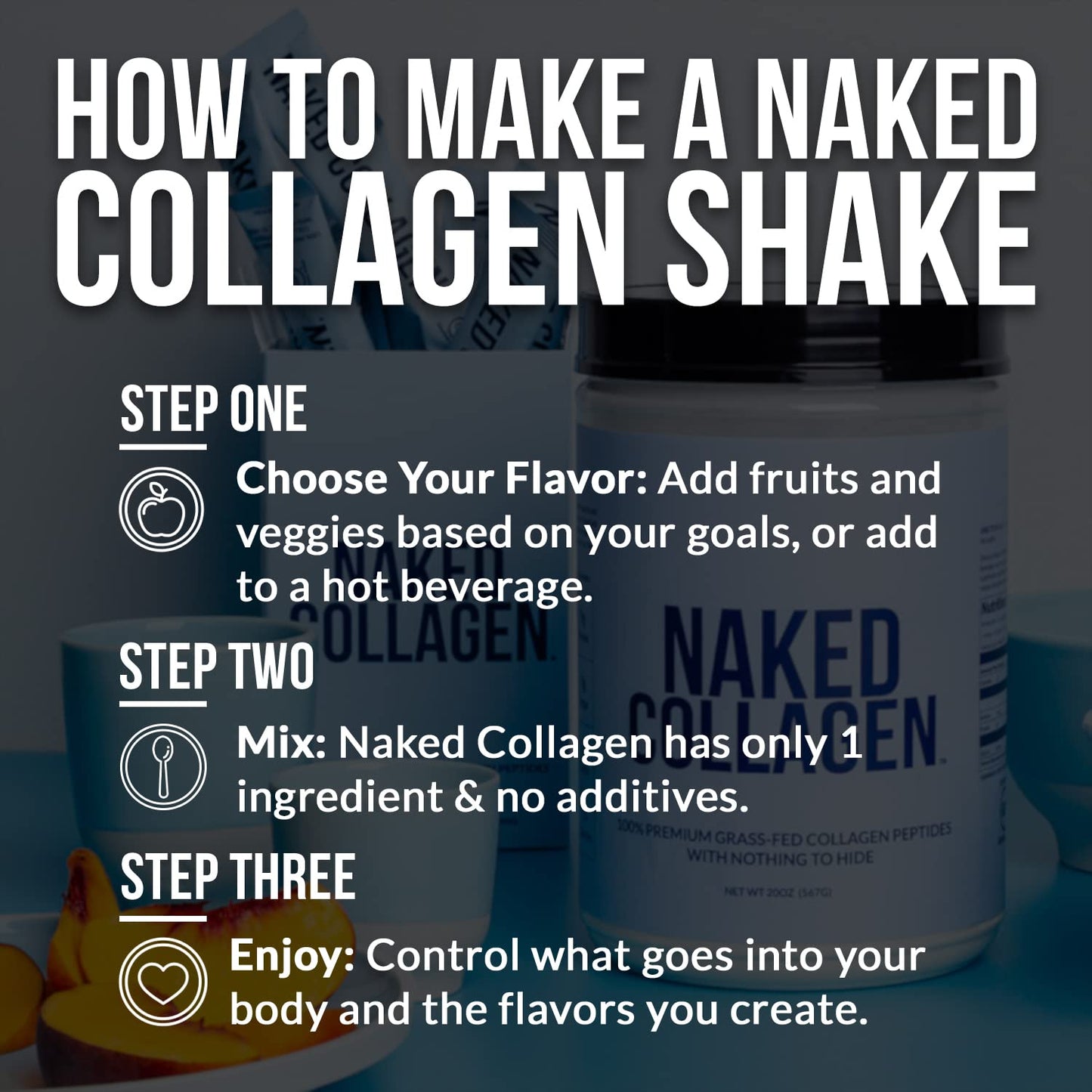 NAKED Vanilla Collagen Peptides β Pasture-Raised, Grass-Fed, 25 Servings, 19.4oz | Paleo, Keto, Non-GMO, Gluten Free