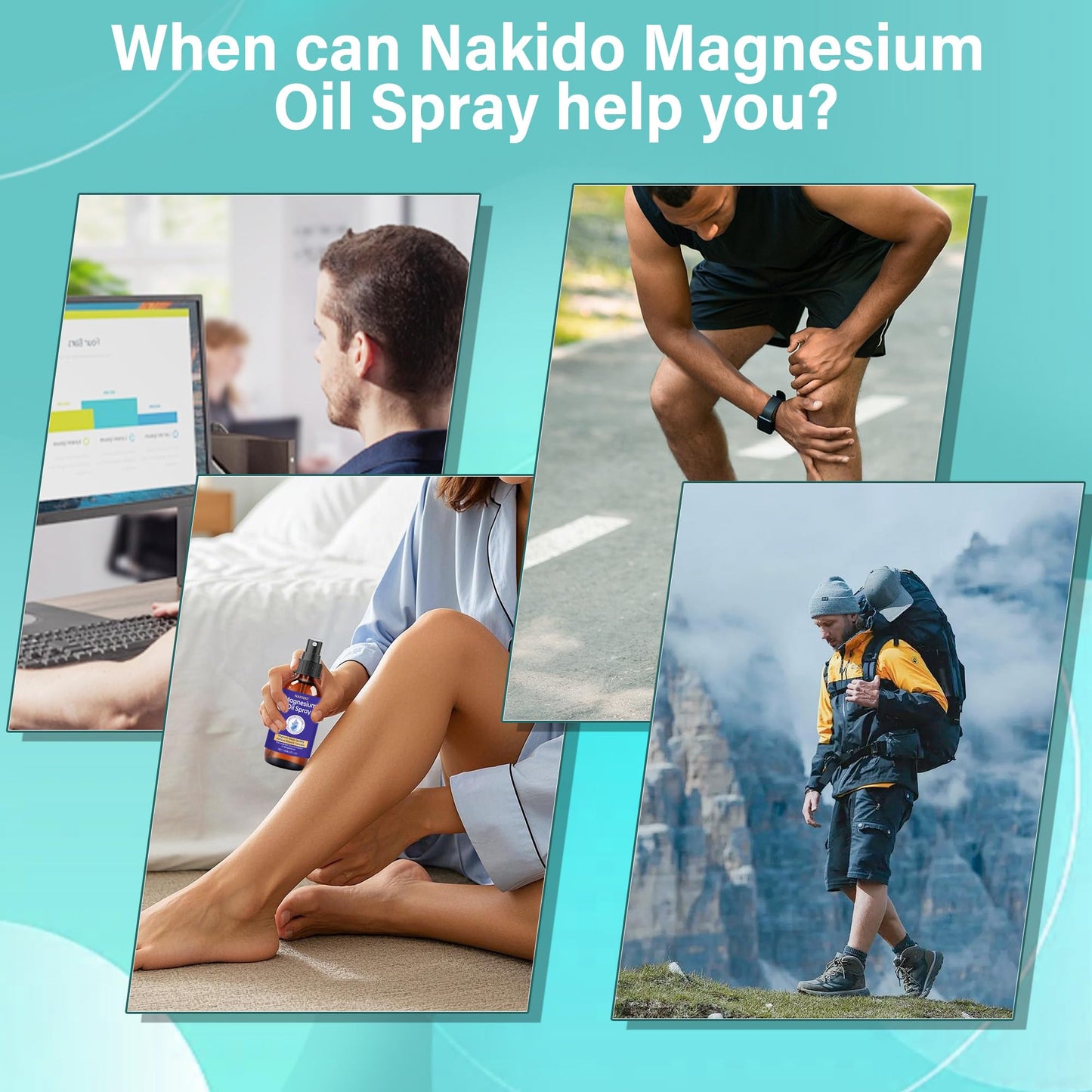 Nakido Magnesium Spray โ 100% Pure Dead Sea Magnesium Oil for Sleep & Muscle Relief | 2.0 FL OZ