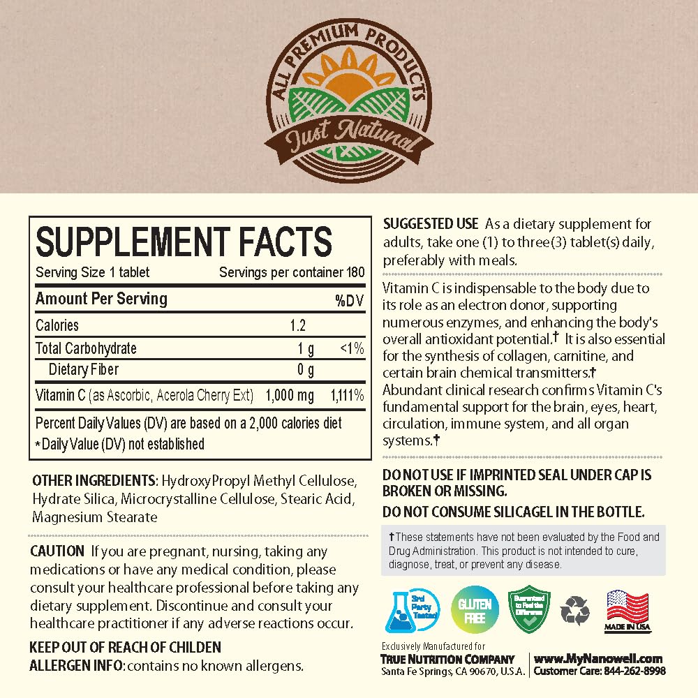 NANOWELL Acerola Cherry Vitamin C 1000mg - Immune Support (540 Count)