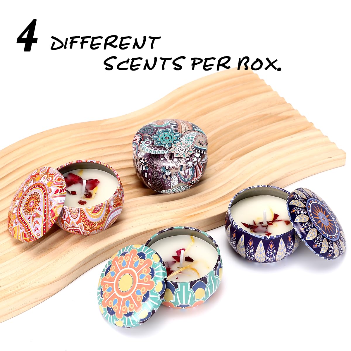 Naruning 4 Pack Aromatherapy Candles โ Long-Lasting Soy Wax, Lavender & White Peach, Lemon & Milk Vanilla