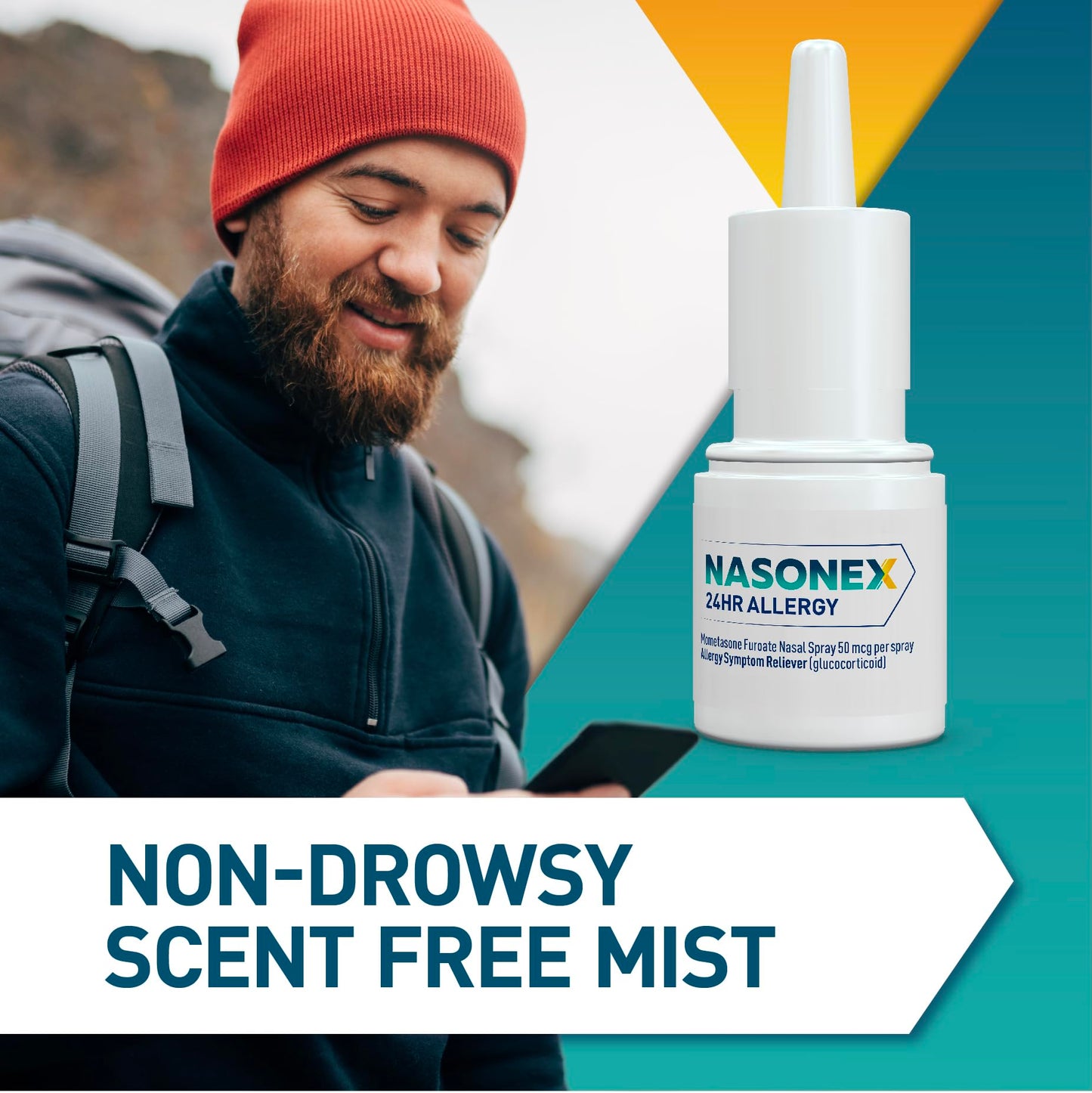 Nasonex 24HR Allergy Nasal Spray โ Non-Drowsy, Scent-Free, 120 Sprays, 2 Pack