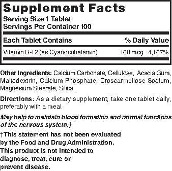 NAT B Vitamin B-12 TB 100MCG 100 โ B12 Supplement | Nature's Blend