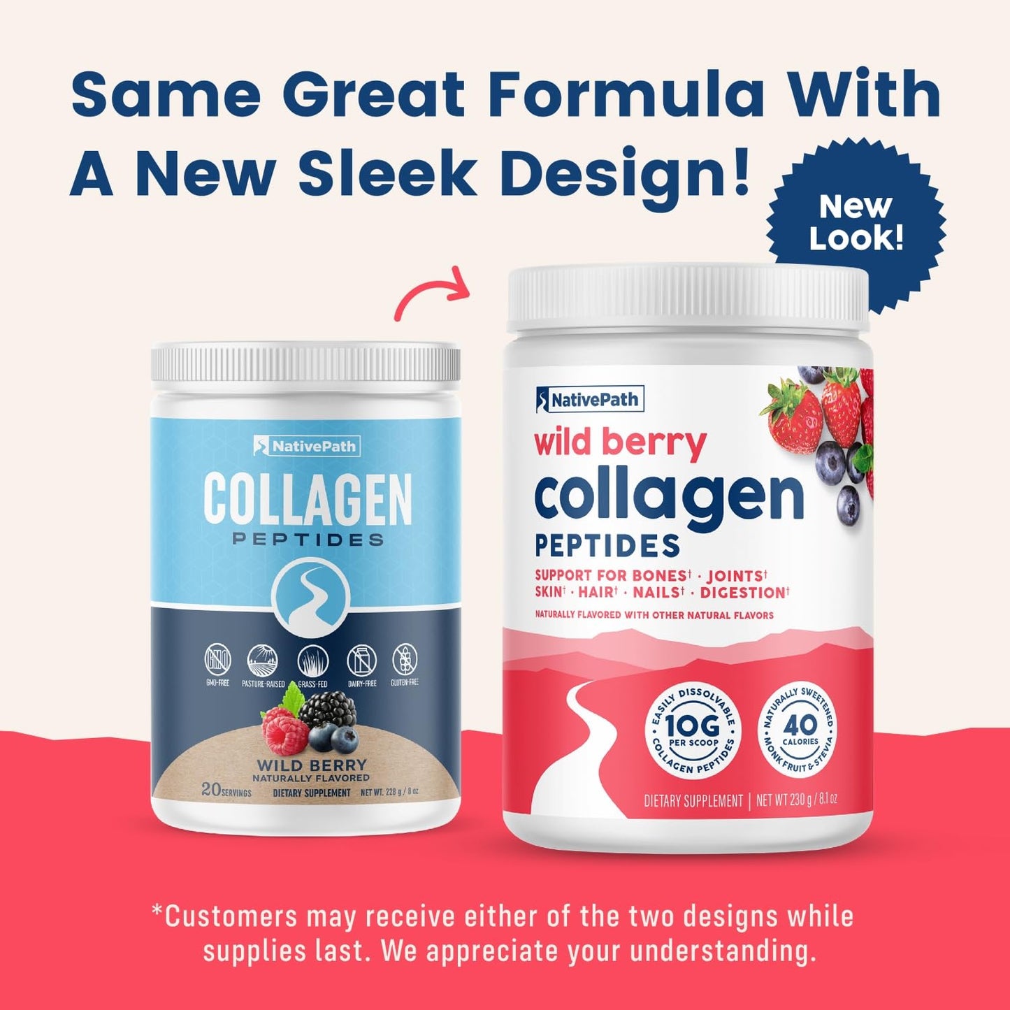 NativePath Collagen Peptides โ Grass-Fed Type 1 & 3, Wild Berry, 230g | Keto & Paleo