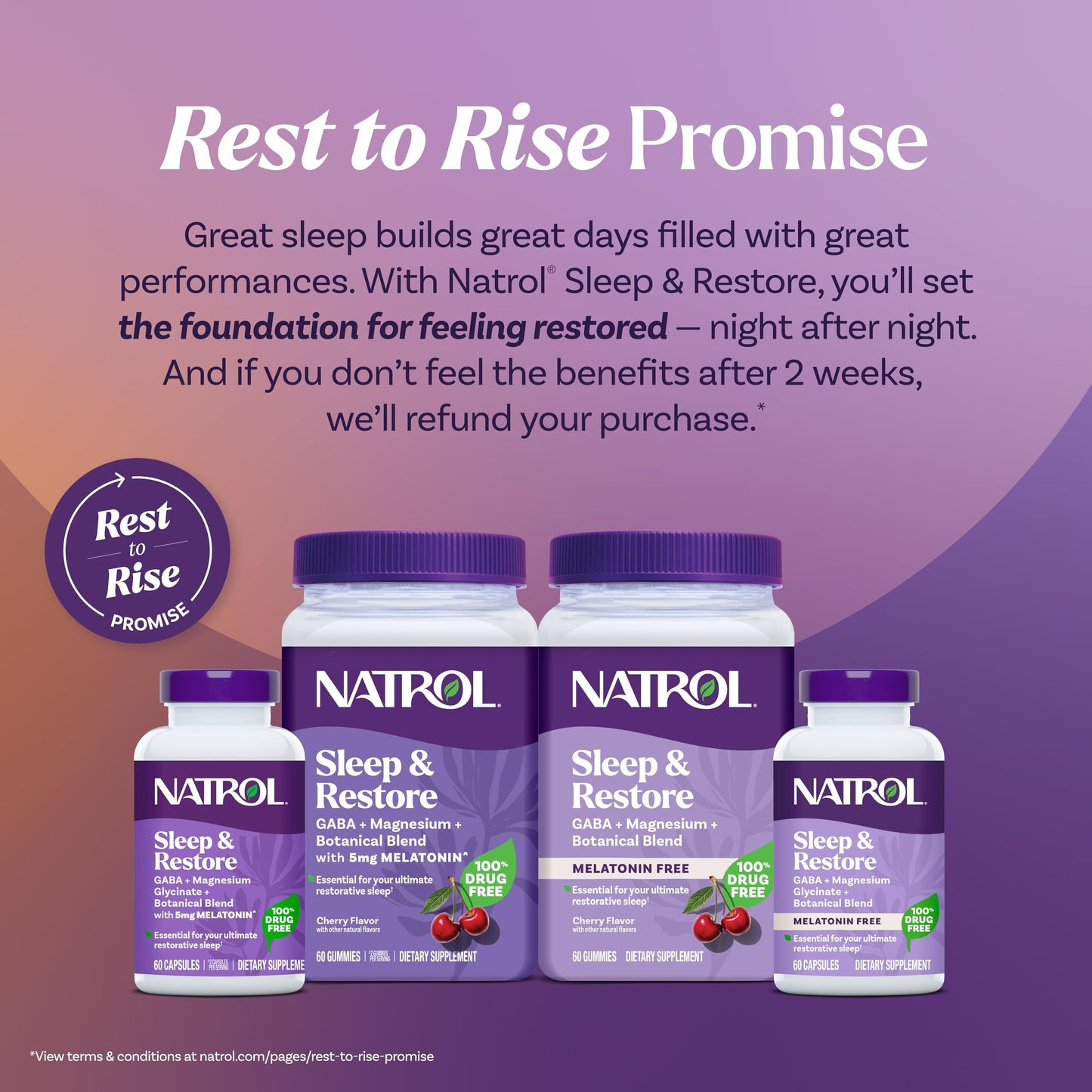Natrol Sleep & Restore Calming Drink Mix with Magnesium Glycinate โ Cherry, 10 Stick Packs