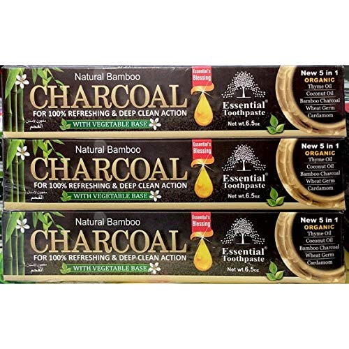 Bamboo Activated Charcoal Toothpaste โ Fluoride Free (3 Tubes) | Essential Palace