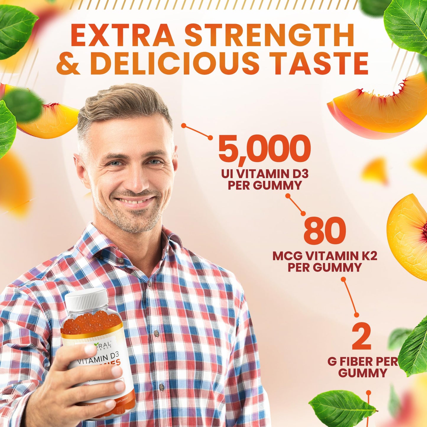 Natural BioScience Sugar Free D3 K2 Gummies β 5000 IU D3 + 80 mcg K2 MK7