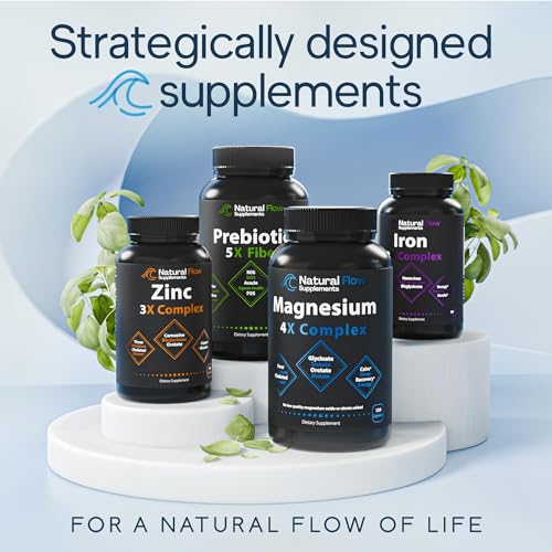 Natural Flow 4X Magnesium Supplement โ Glycinate, Taurate, Malate & Orotate | 120 Capsules