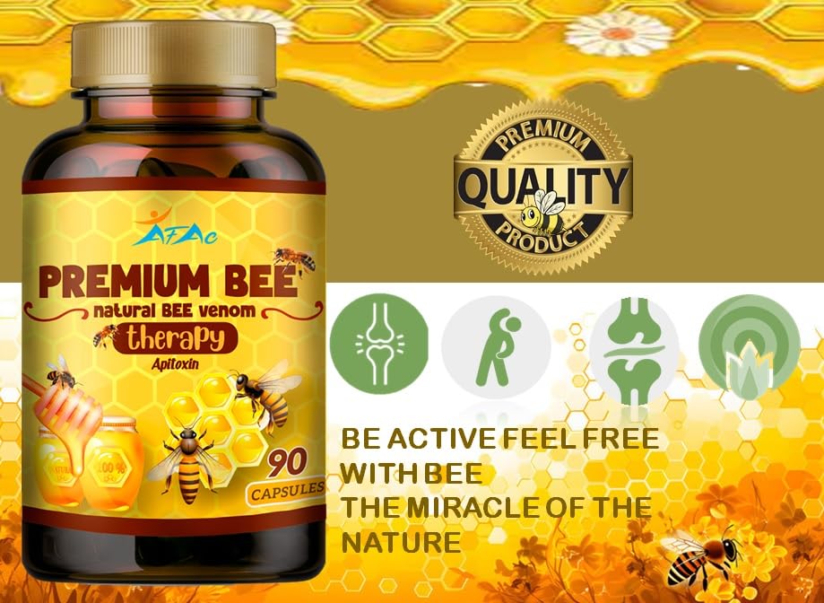 Premium Natural Bee Venom with Glucosamine Sulfate โ 90 Capsules Pack of 2 | Joint Support & Manuka Honey