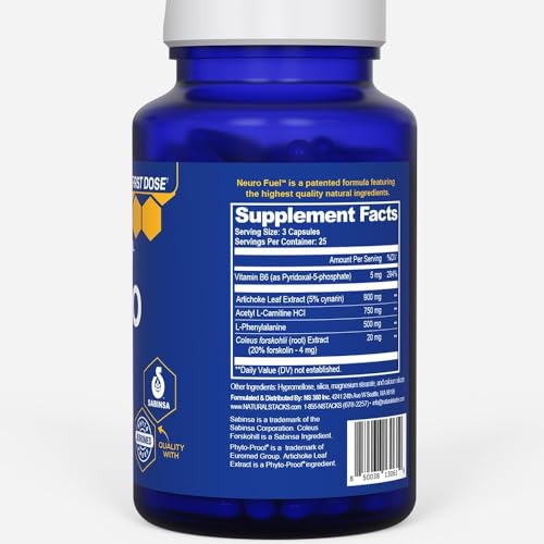 NATURAL STACKS NeuroFuel Nootropic β 750mg L-Carnitine & 500mg L-Phenylalanine β Focus & Memory Support β 75 Pills