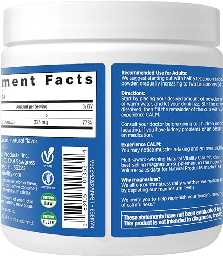 Natural Vitality CALM Magnesium Drink Mix โ Cherry Flavor, 8 oz | Gluten Free, Vegan, Non-GMO