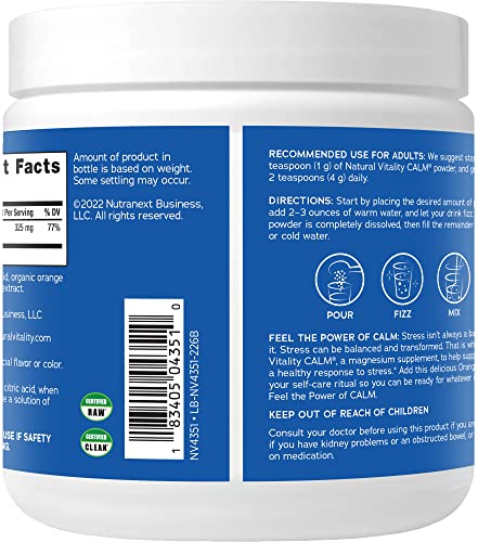 Natural Vitality CALM Magnesium Drink Mix โ Orange, 8 oz | Gluten Free, Vegan, Non-GMO