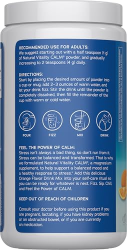 Natural CALM Magnesium Drink Mix โ Orange, 16 oz | Gluten Free, Vegan, Non-GMO