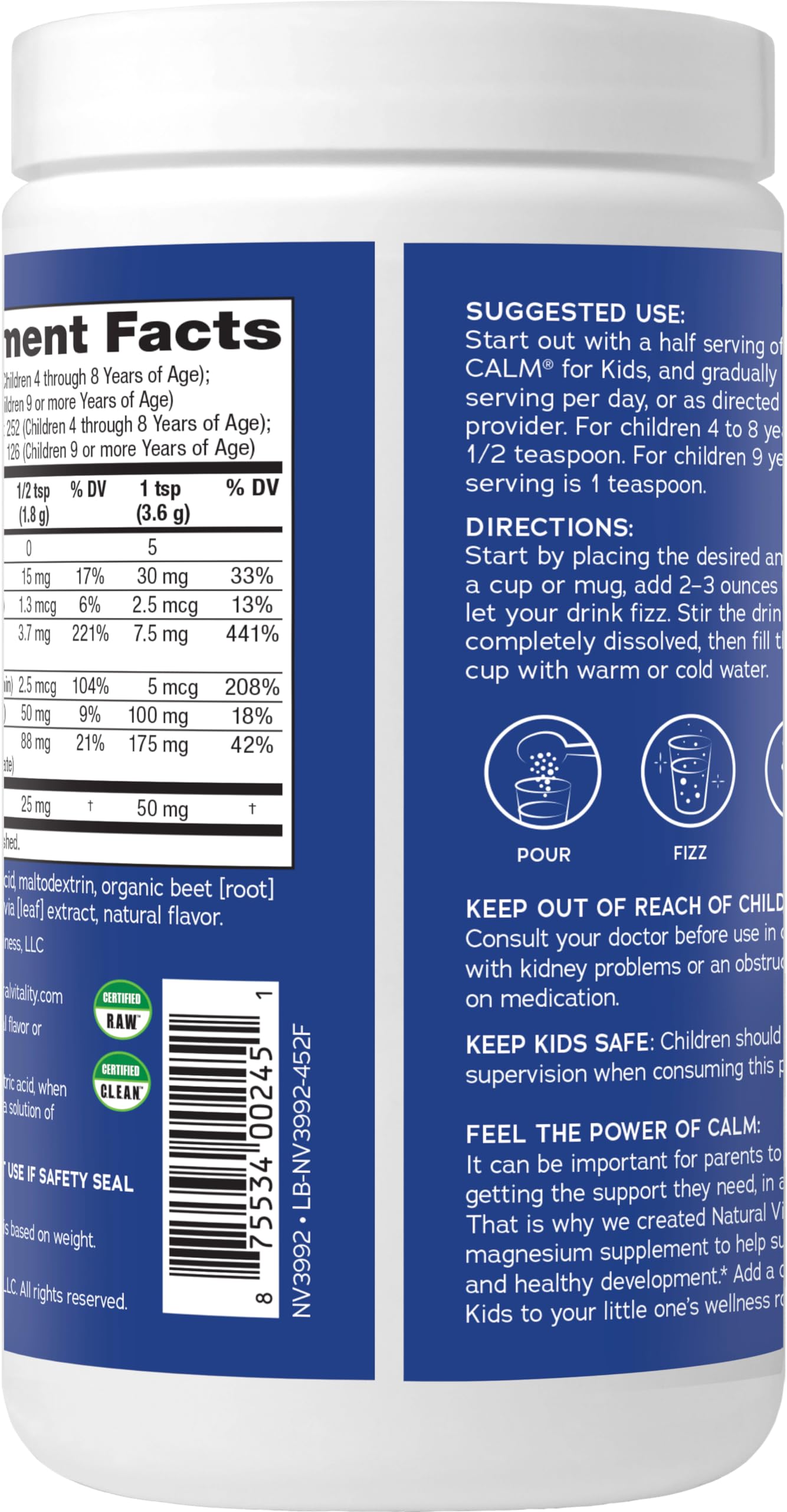 Natural Vitality CALM Sleep β Magnesium Citrate Drink Mix with GABA, Sleep Aid, Vegan, Gluten Free & Non-GMO, Mixed Berry, 16 oz