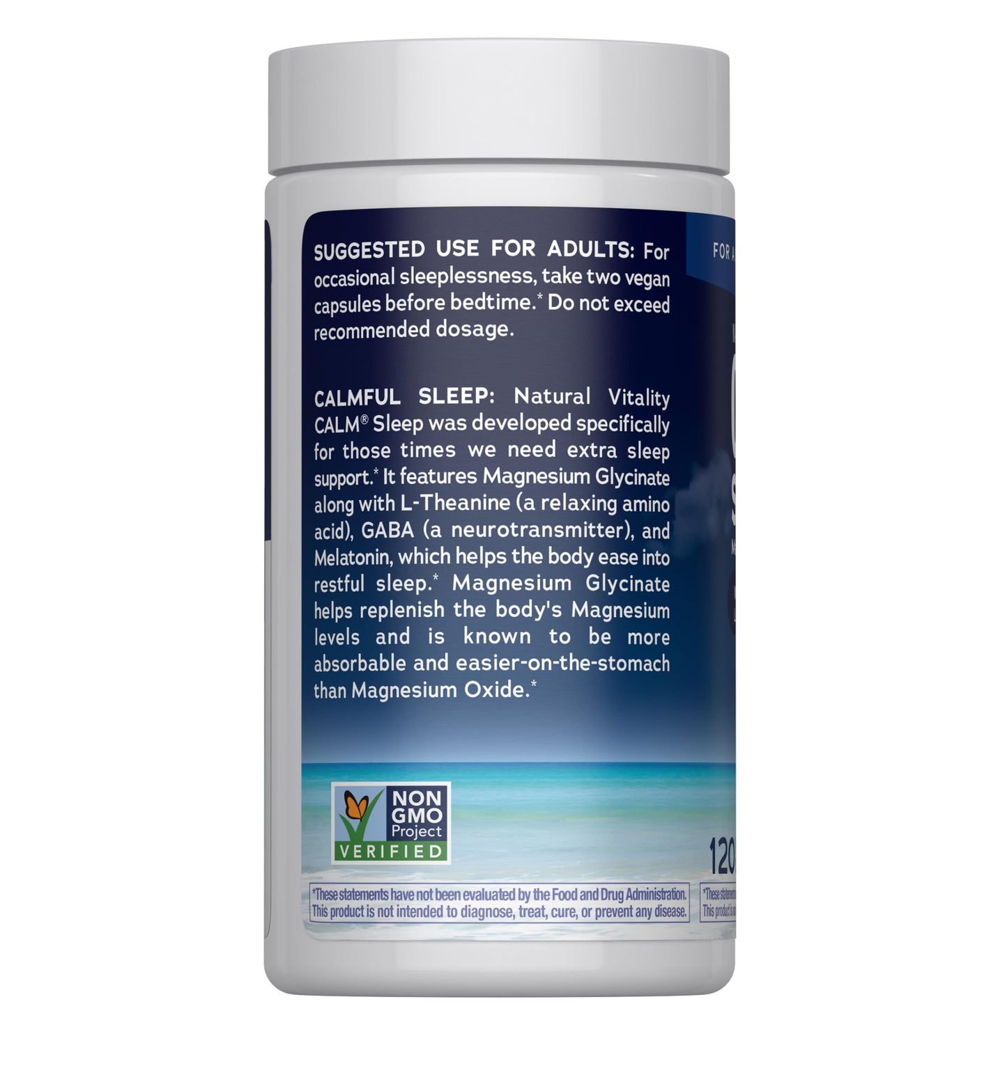 Natural Vitality CALM Sleep Magnesium โ Melatonin & Magnesium Citrate, 120 Capsules | Gluten Free, Vegan, Non-GMO