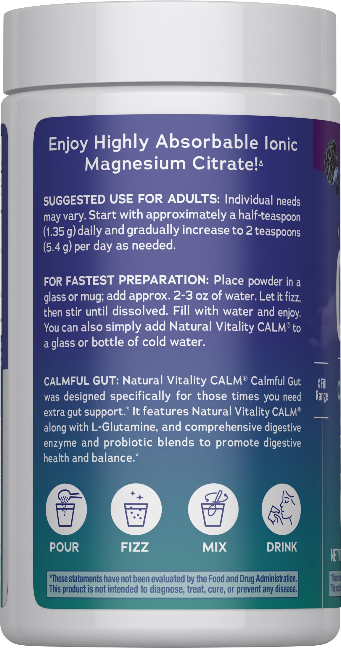 Natural Vitality CALM Specifics Calmful Gut โ Probiotics & Enzymes, Wildberry, 6 oz