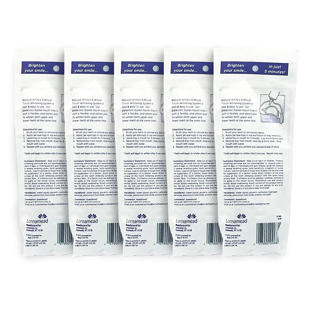 5 Pack Natural White 5-Minute Teeth Whitening Kits โ Fast Home Whitening