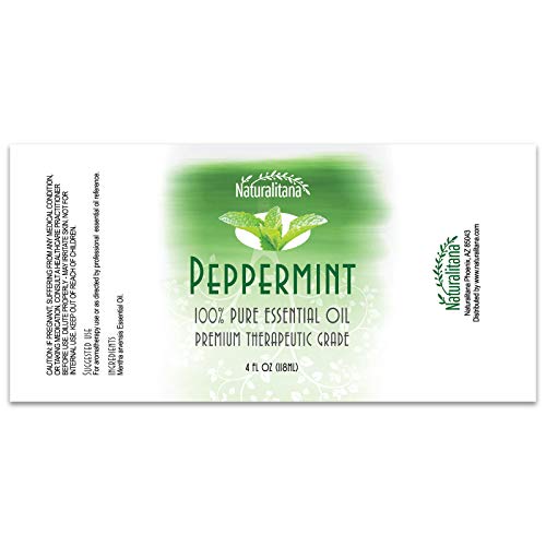 Naturalitana Peppermint Essential Oil โ Therapeutic Grade, 4 oz Bottle with Dropper