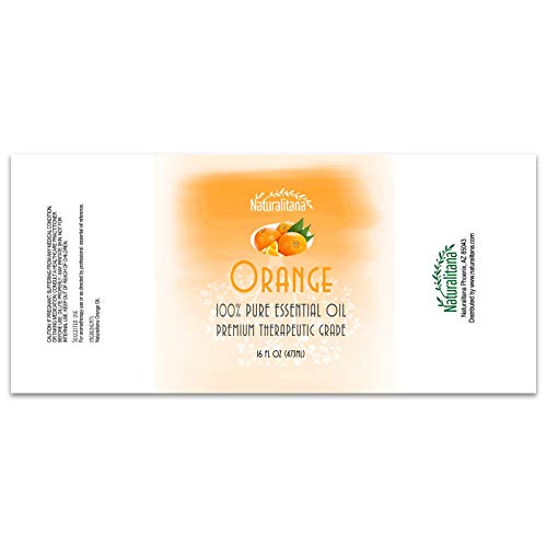 Naturalitana Sweet Orange Essential Oil (16oz Bulk) โ Aromatherapy Diffuser, Soap, Bath Bombs & Candles โ Therapeutic Grade