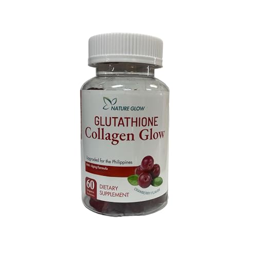 Nature Glow Glutathione Collagen Glow Gummies โ Cranberry or Strawberry, 60 Organic Chewable Gummies, 1 Bottle
