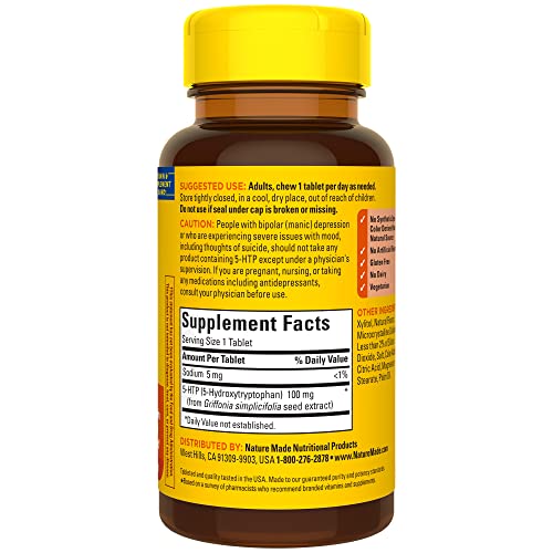 Nature Made 5HTP 100mg Chewable โ Mood Support, 30-Day Supply