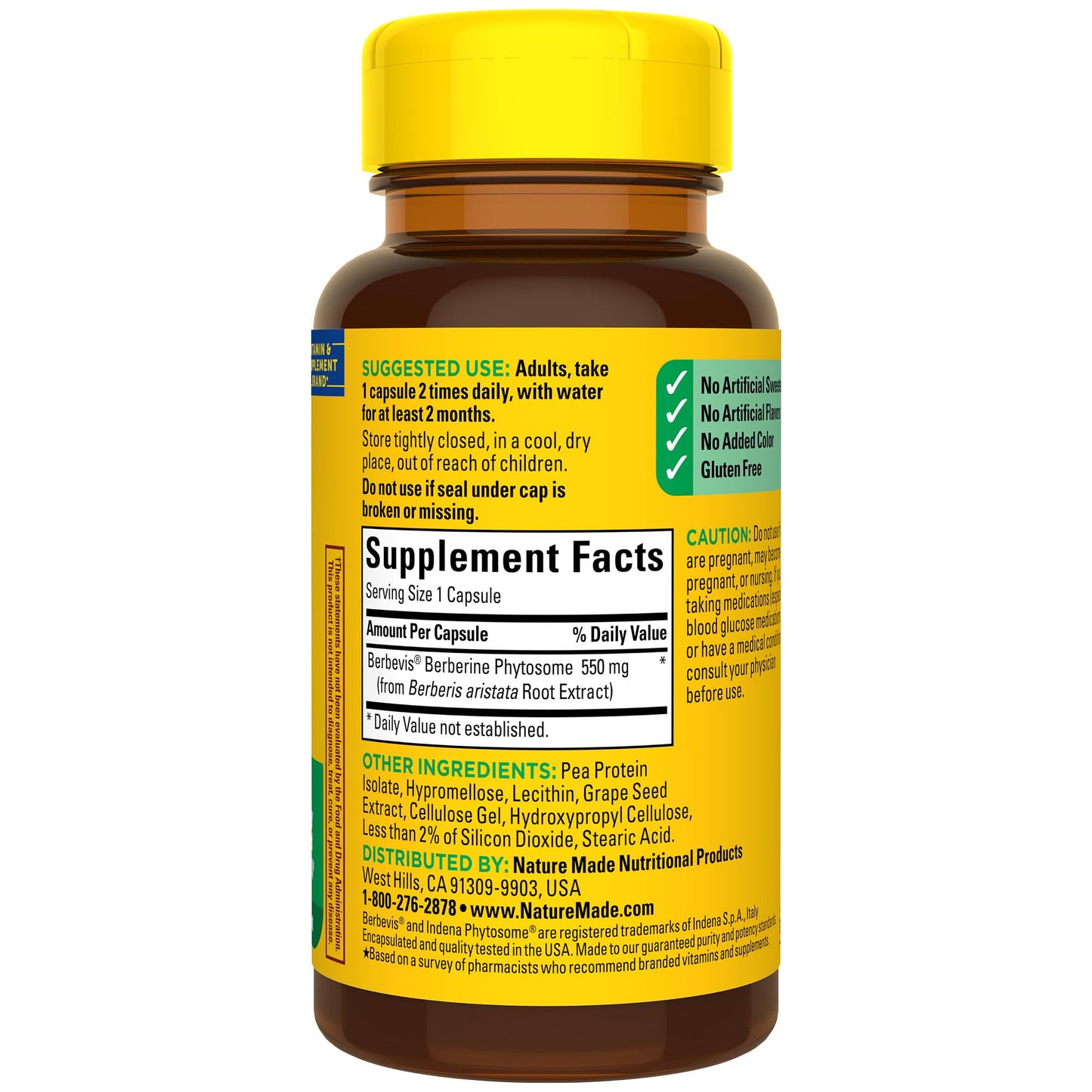 Nature Made Better Absorption Berberine Phytosome Capsules โ 1100 mg Daily, 60 Capsules