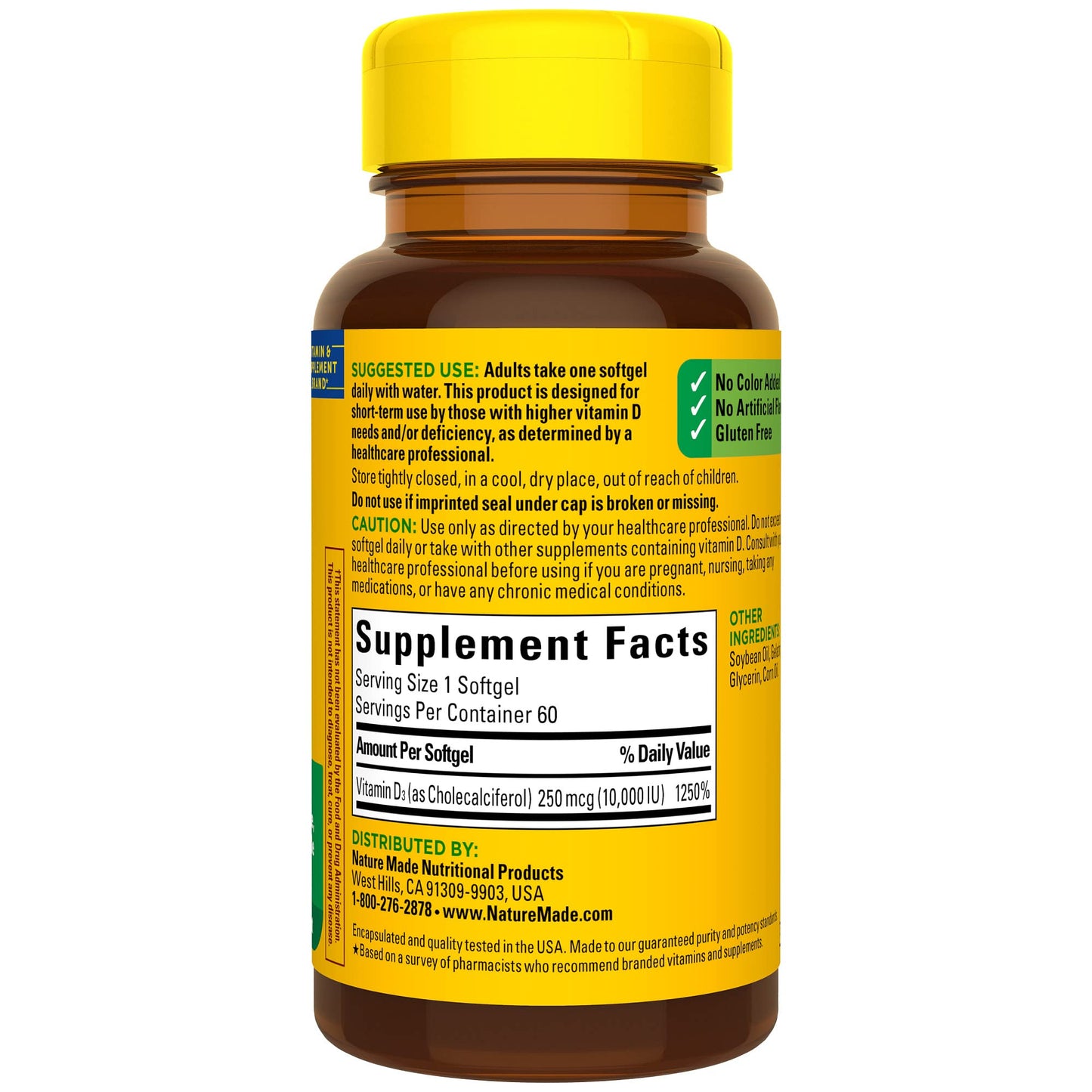 Nature Made Vitamin D3 10000 IU Softgels โ Maximum Strength, 60 Count