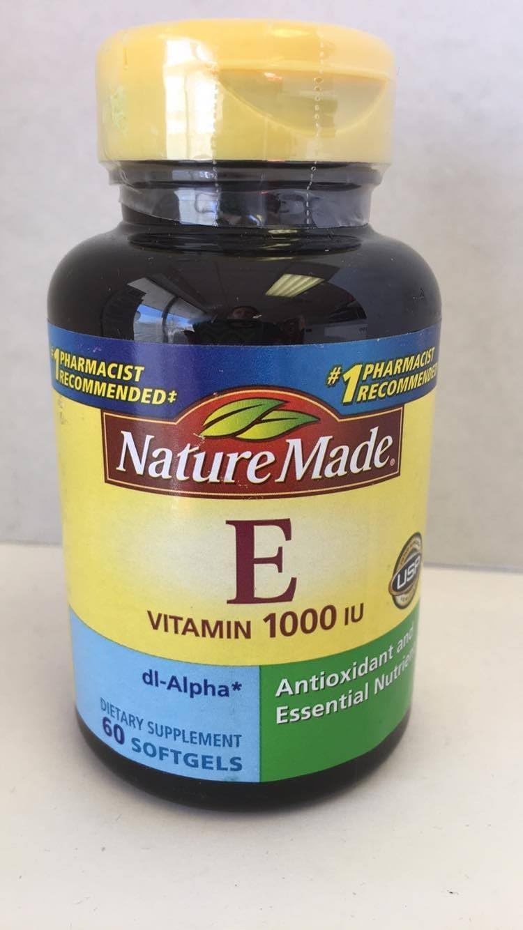 Nature Made dl-Alpha Vitamin E 1000 IU Softgels – Pack of 2 (60 Softgels per Bottle)
