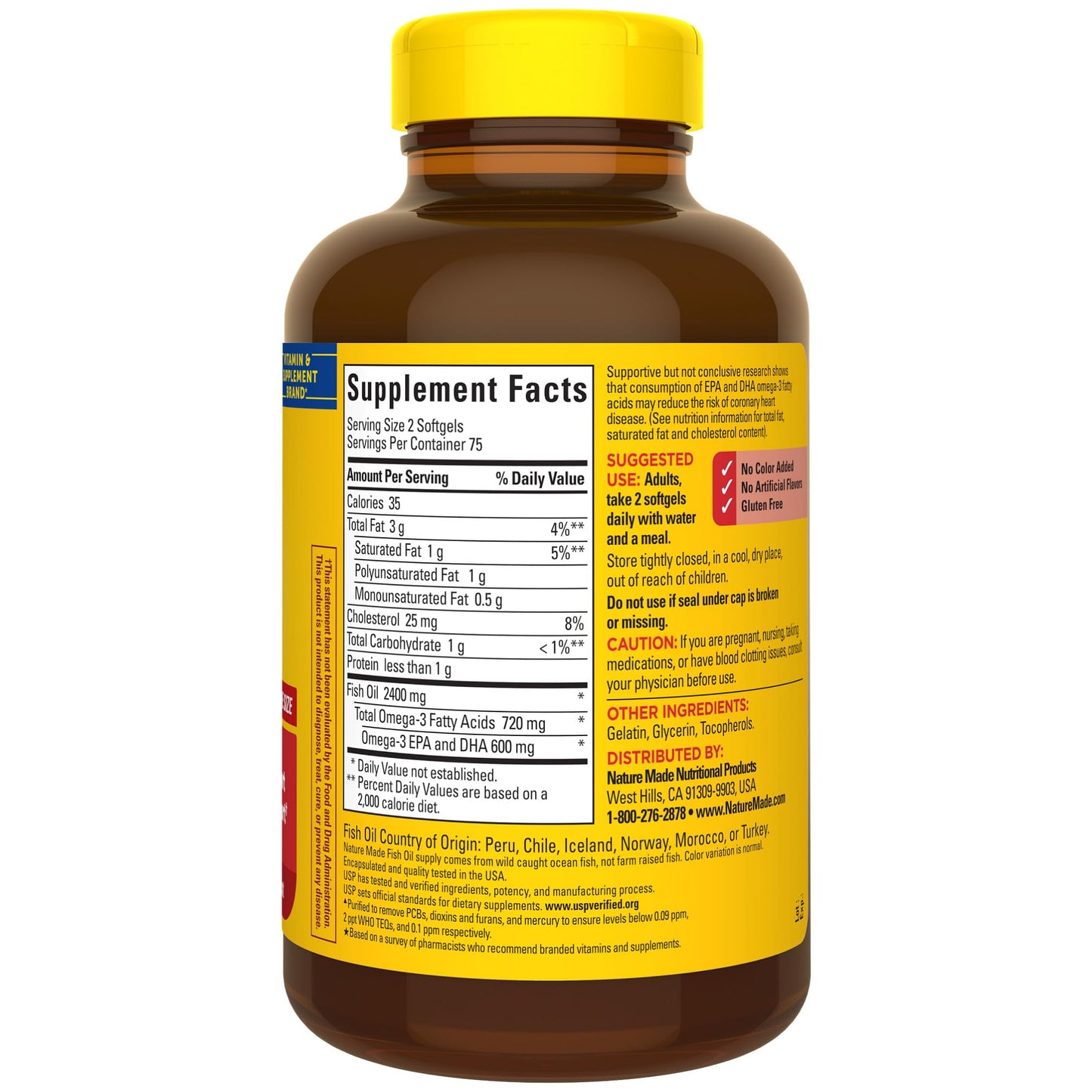Nature Made Fish Oil 1200 mg Softgels โ Omega-3 for Heart Health, 150-Count (75-Day Supply)