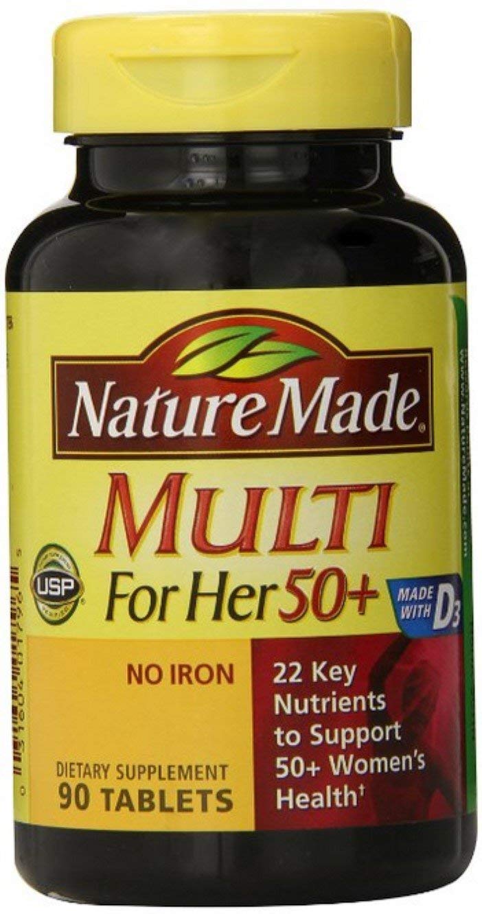 Nature Made Multi for Her 50+ 90 ea (Pack of 5) โ 22 Nutrients, Iron-Free