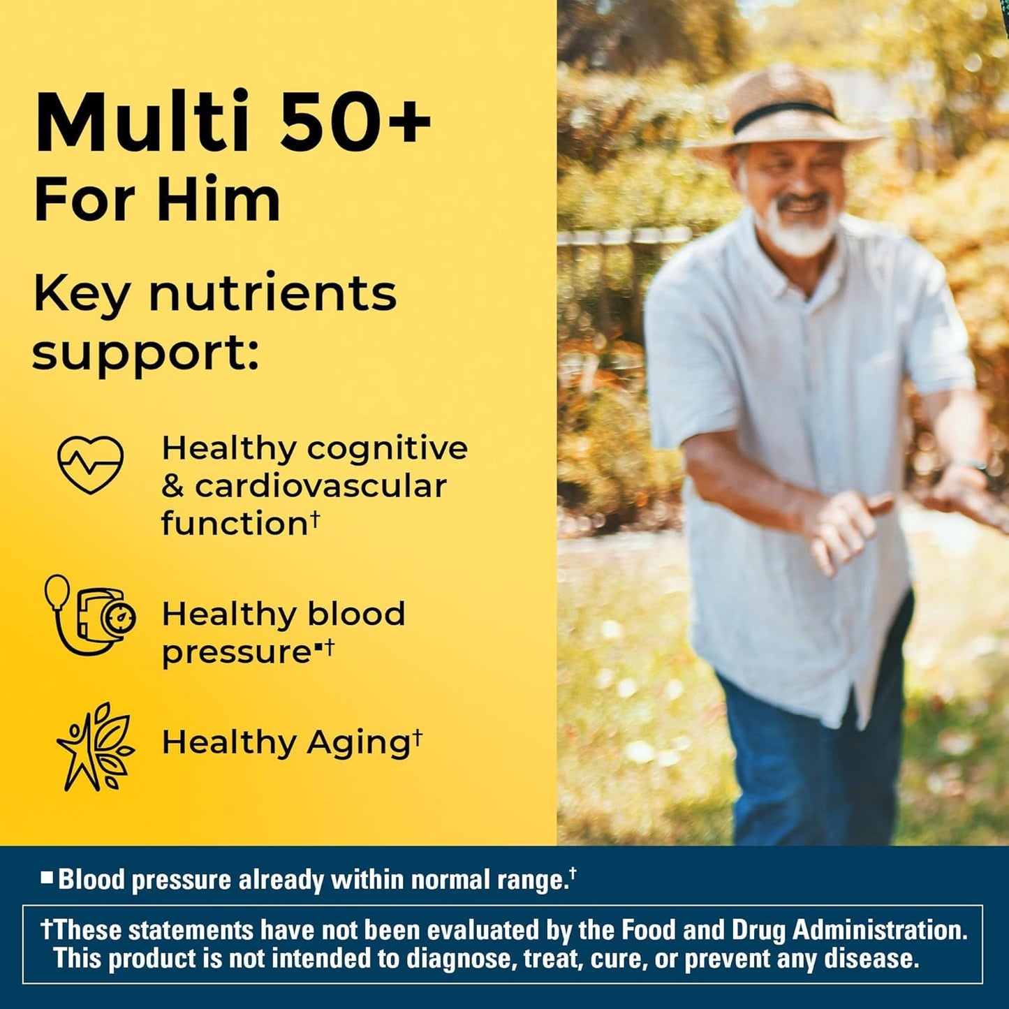 Nature Made Multi for Him 50+ β 90 Tablets per Bottle x 4 Pack | Iron-Free