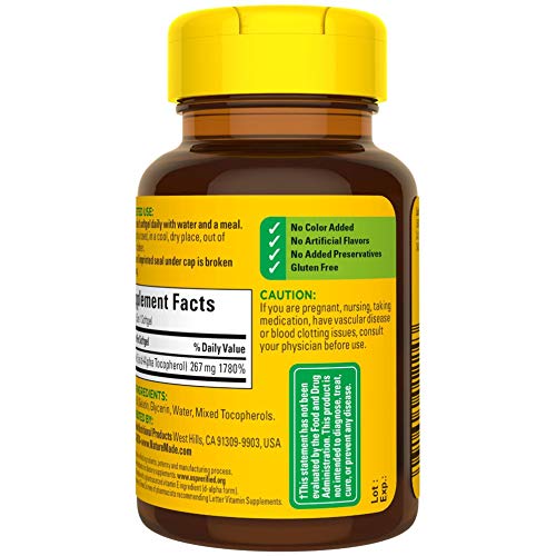 Nature Made Plant Sourced Vitamin E 267 mg (400 IU) d-Alpha Softgels โ 3-Pack, 100 Softgels Each