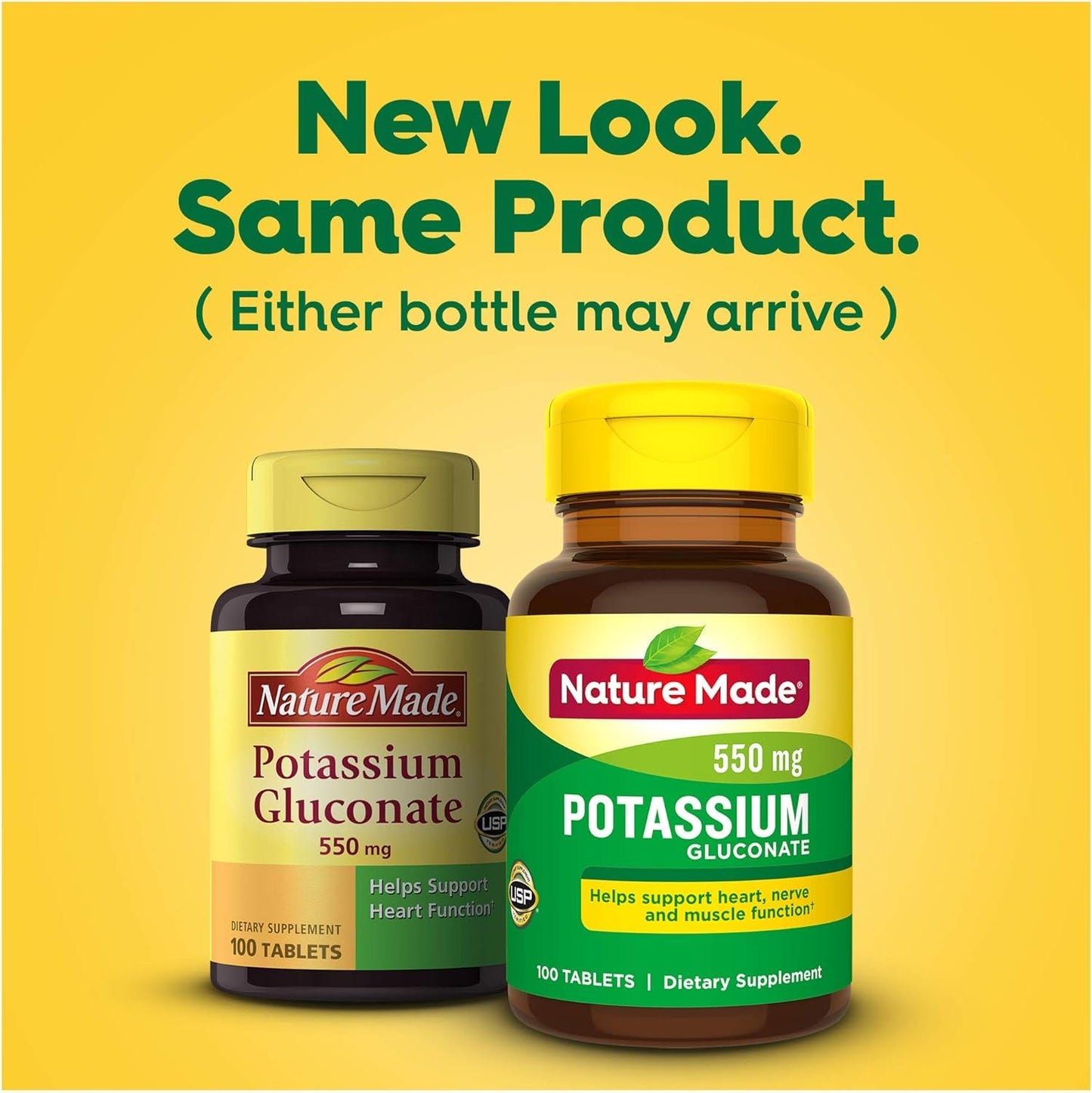 Nature Made Potassium Gluconate 550mg โ 100 Tablets (Pack of 5)