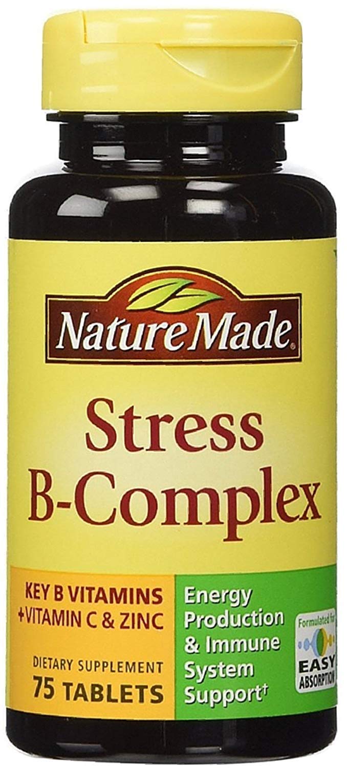 Nature Made Stress B-Complex Tablets with Vitamin C & Zinc โ 75 Count (Pack of 6)