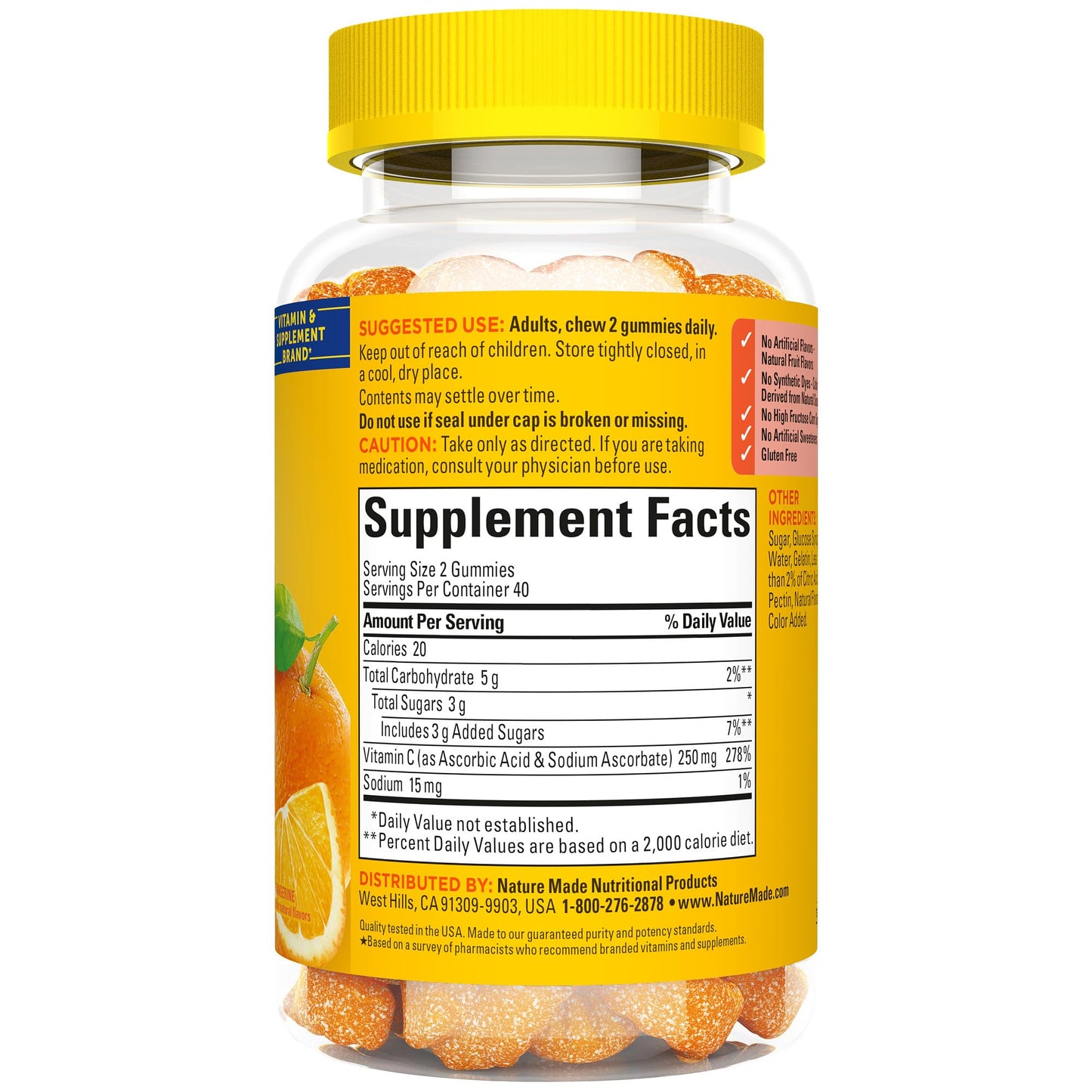 Nature Made Vitamin C 250 mg Gummies โ Immune Support, 80 Count